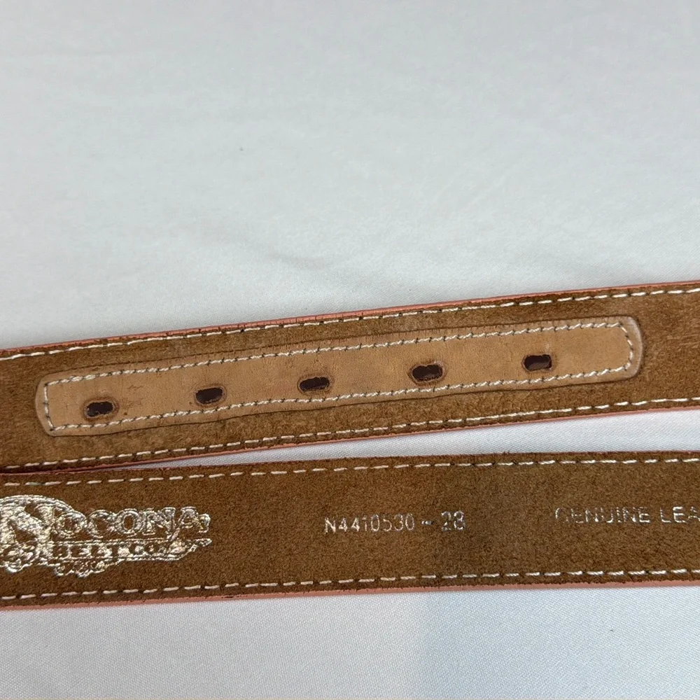 Nocona Belt Co Pink Genuine Leather Western Style Belt w/ Horse Buckle for girls